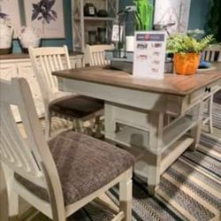 Bolanburg Antique White Oak Counter Height Set/D647