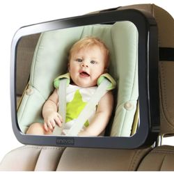 New Baby Car Mirror with Cleaning Cloth - Wide Convex Back Seat Baby Mirror is Shatterproof  Adjustable - 360 Swivel Rear Facing Car Seats Mirror Help