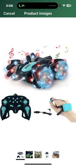 RC Stunt Car, 360 Spins Double Sided Hand Controlled Glove RC Car with Lights Music, Birthday Gifts for Boys Age 6-12