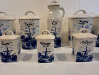 Vintage German Delft Canister set