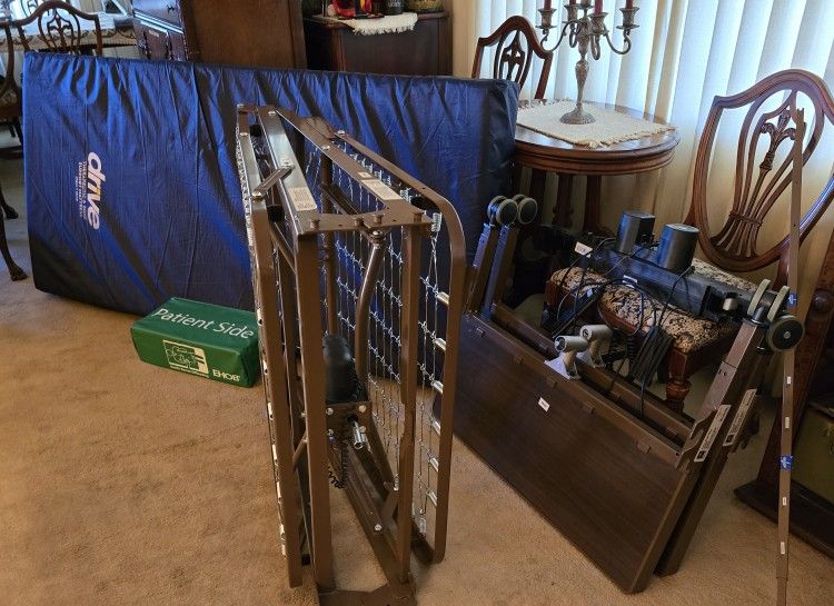 Bed, adjustable hospital type for home use