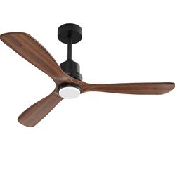 Obabala 52 Inch Ceiling Fans with Lights and Remote Control-Outdoor Ceiling Fan with Light 3 Walnut Blade for Bedroom Living Room Indoor Farmhouse Pat