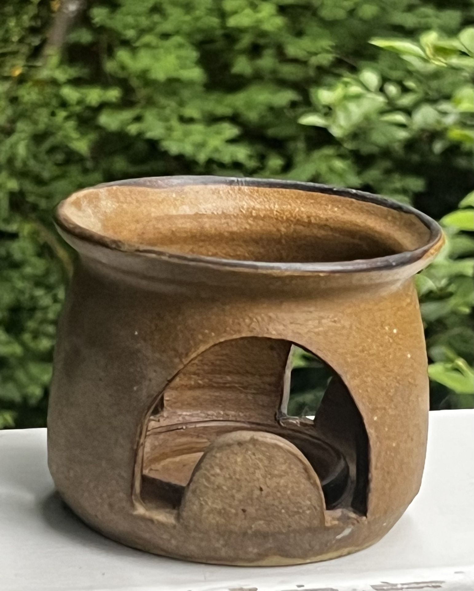 Ceramic Cut Out Mid Century Modern Flower Pot Planter Candle Holder
