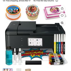 Edible Cake Topper Wireless Printer with Sugar Frosting Sheets Edible Markers Edible Ink Cartridges