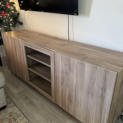 IKEA BESTÅ Console Unit – Light Wood w/ Glass Door