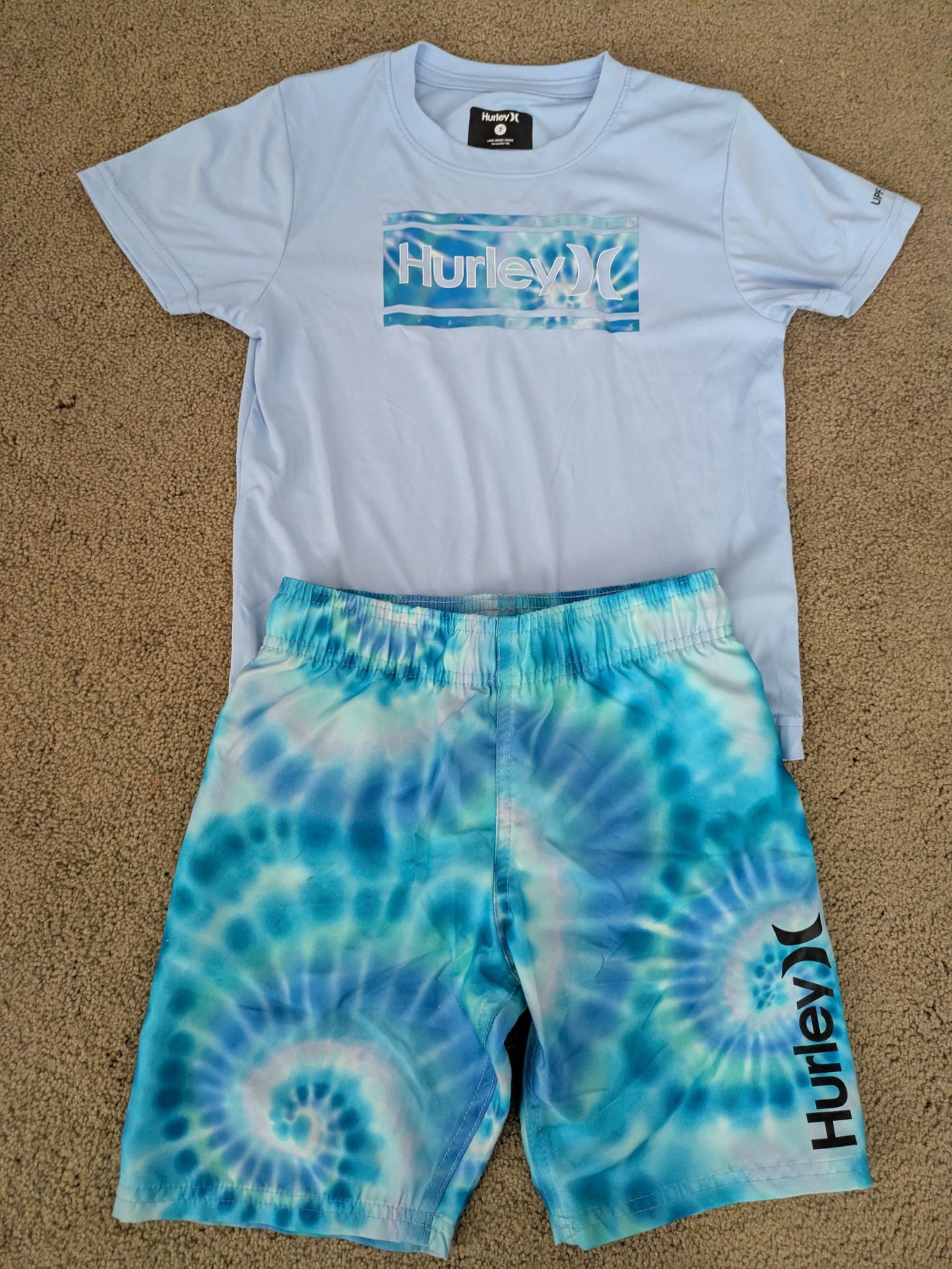 Hurley Boys Size 7 Swim Trunks & Rash Guard Matching Set~New~Price Includes Both Pieces
