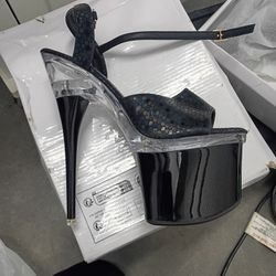 Brand New Black Glitter Stilettos 
