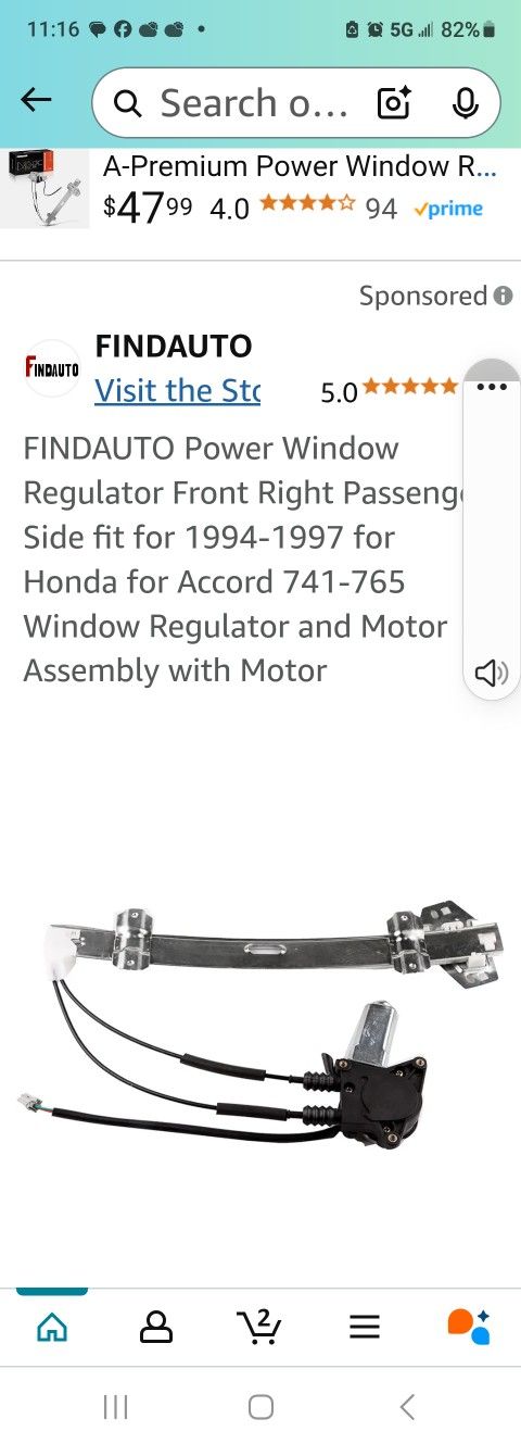 FINDAUTO Power Window Regulator Front Right Passenger Side fit for 1 for Honda for Accord 741-765 Window Regulator and Motor Assembly with Mot