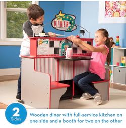 NEW IN BOX - Melissa & Doug Double-Sided Wooden Star Diner Restaurant Play Space