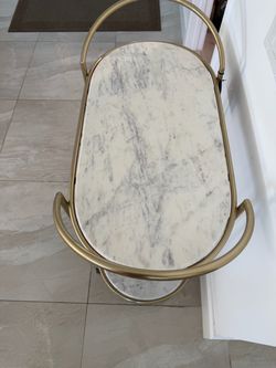 Marble Top Side Table with Gold Frame