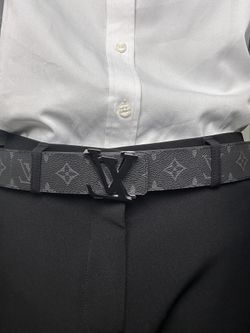 Louis Vuitton Belt LV Pattern Black and Silver Buckle