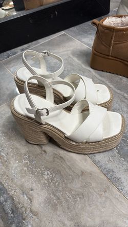 White Chunky heels
