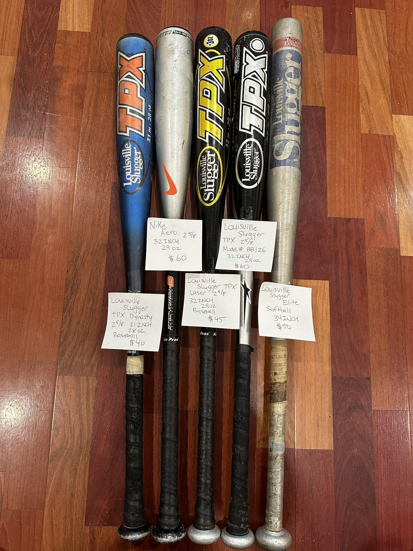 Metal And Wood Baseball And Softball Bats