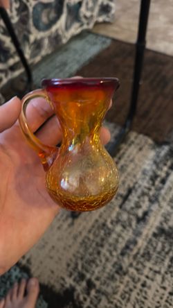 Fenton Amber crackling glass