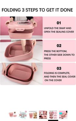 SUT Pink Dog Food Storage Container with lids,30 Lbs Collapsible Pet Cat  Storage Container with Wheels, 50 Lbs Airtight Food Storage Containers for