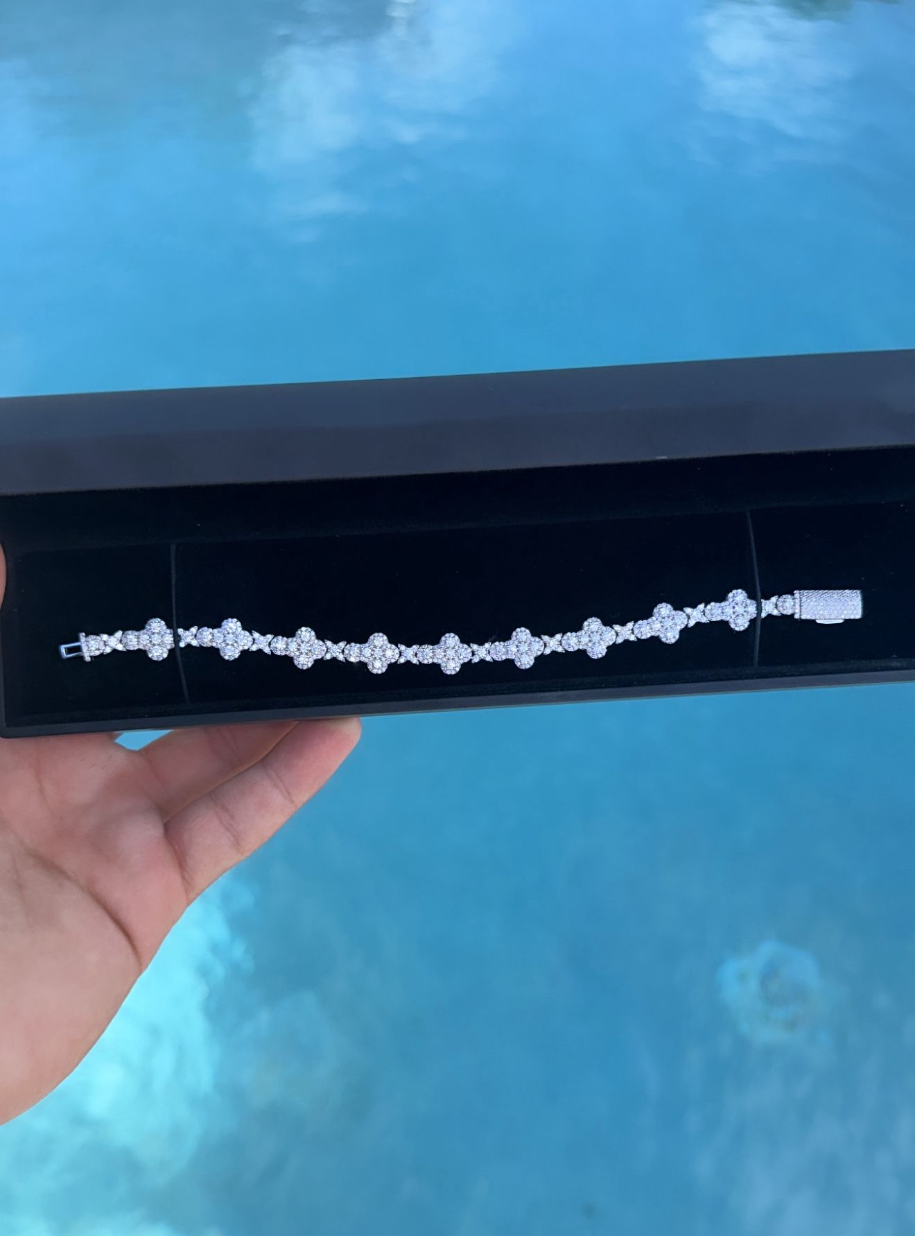 Silver Bracelet Handset Lab Moissanite Diamonds 