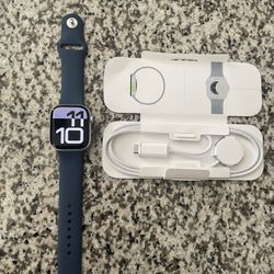 NEW - Never Used Apple Watch Series 10 GPS 42mm Silver With Blue Band Small/medium And Charger - Apple Warranty 