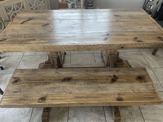 Custom Wood Dining Room Table With Bench