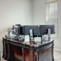 Solid Wood Corbett Rich Brown Double Pedestal Executive Desk