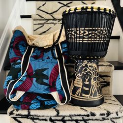 Stunning 22” Djembe Drum with Carrying case