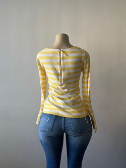 New Cute Striped Yellow & White Top