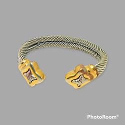 90's Quatrefoil Double Cable Cuff Bracelet 