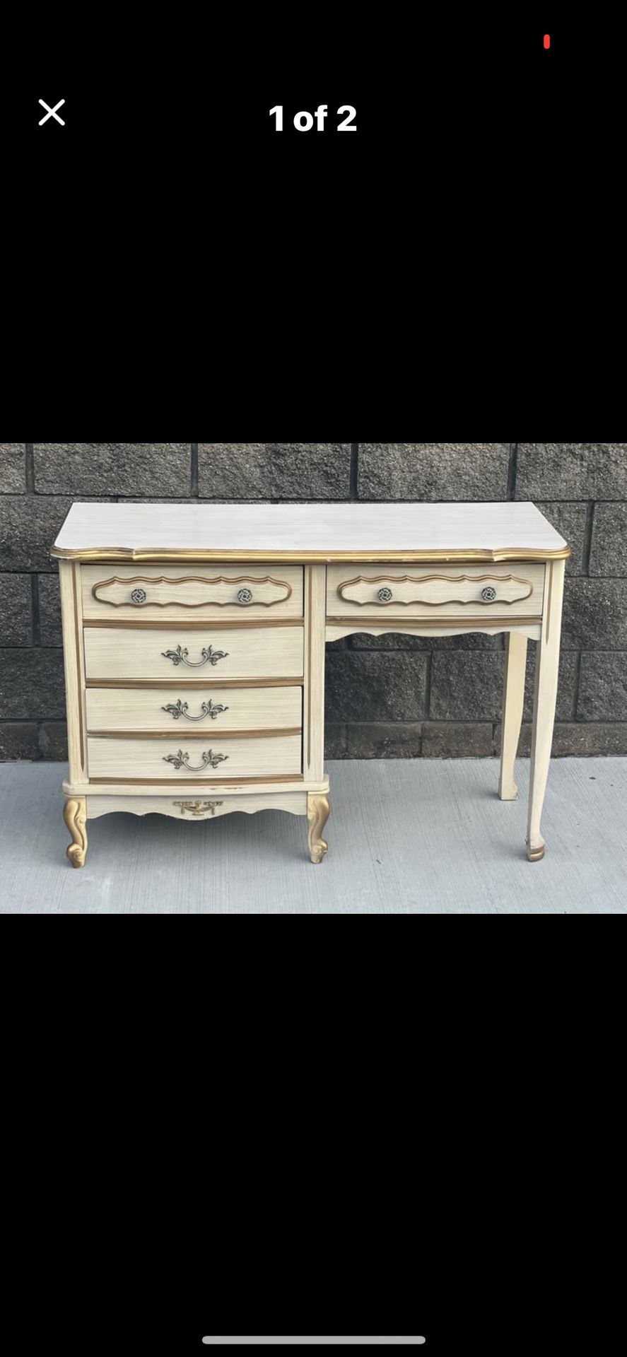 French Provincial 4 drawer desk/vanity