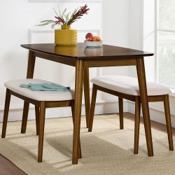 Wood Dining Kitchen Table Set with 2 Bench