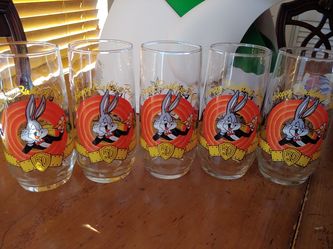 Looney Tunes 50th Anniversary Happy Birthday Bugs Bunny glass set of 5