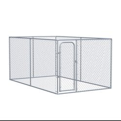 New in box 13.1' x 7.5' x 6' Dog Kennel, Outdoor Dog Run with Lockable Door for Large-Sized Dogs, Silver d92-048v03sr