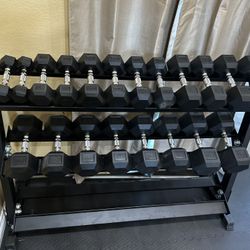 5-50lbs Dumbbells w/Rack 