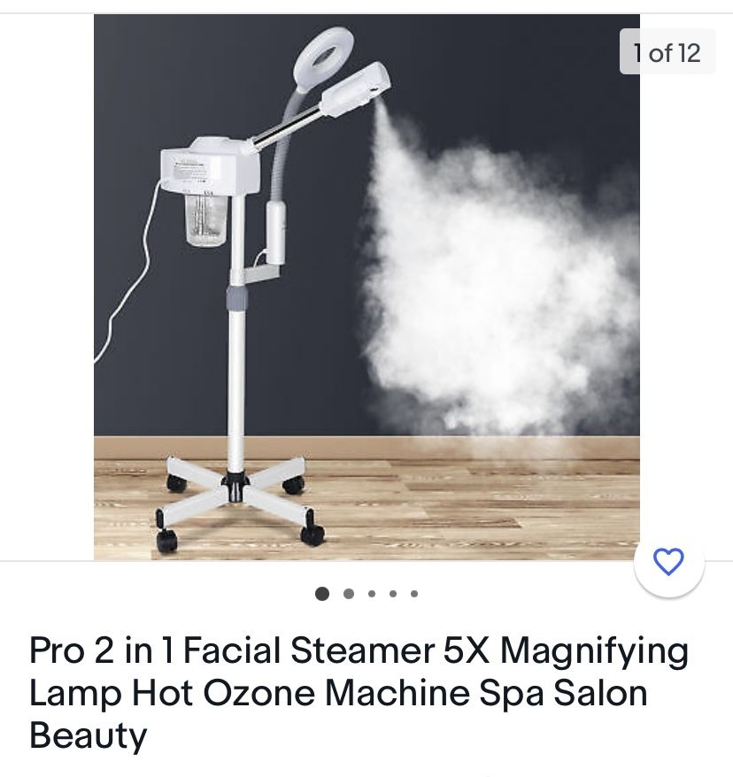 Pro 2 in 1 Facial Steamer 5X Magnifying Lamp Hot Ozone Machine Spa Salon Beauty