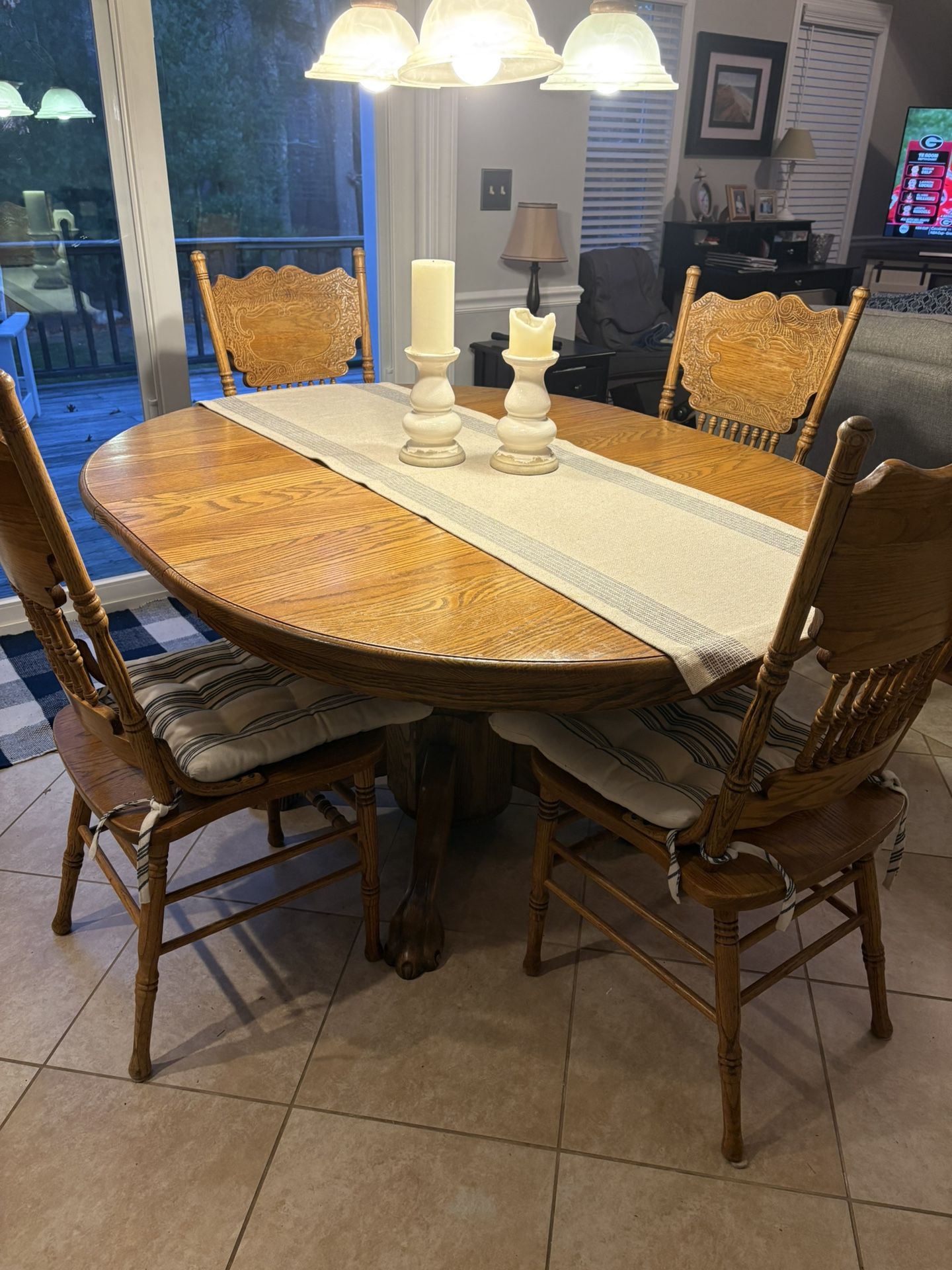 Solid Oak  Table And Chairs