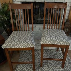 Pair of Solid Wood Dining Chairs with Upholstered Seats (Set of 2, $50 for the pair)