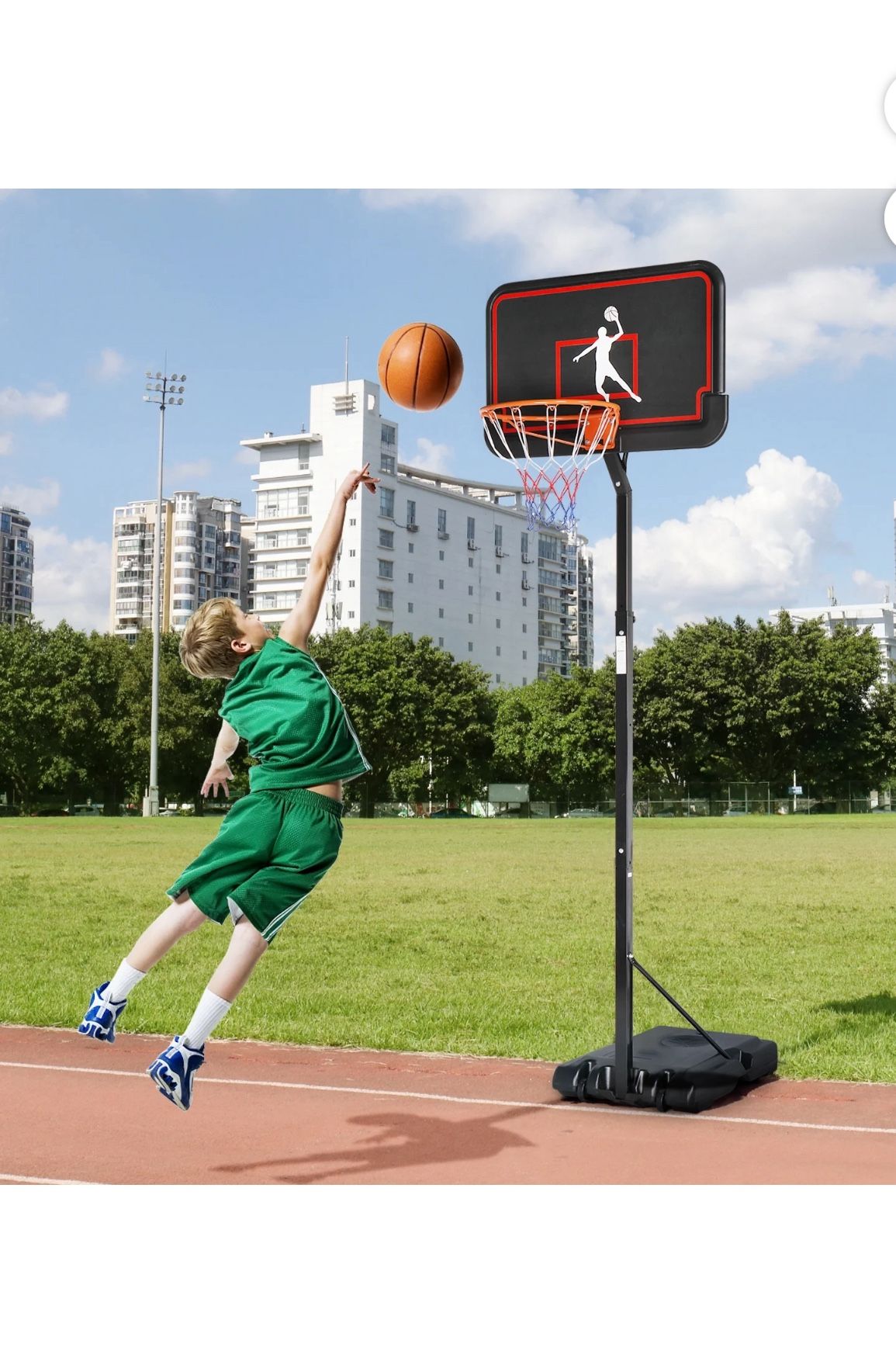7.2ft - 8.5ft Height Basketball Stand, Portable Basketball Hoop System, with Wheels, New in Box