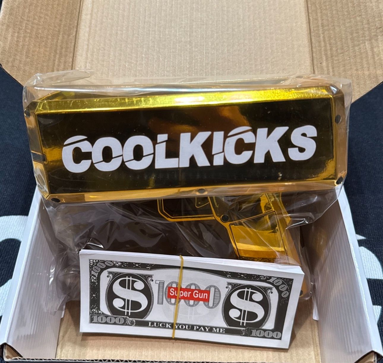 CoolKicks Rare Cash Cannon Money Shooter Gun In GOLD Authentic Brand New 2025 !
