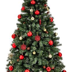 BRAND NEW..6ft Christmas Tree, BUPPLEE Unlit Artificial Christmas Tree w/1400 Branch Tips, Easy Asse