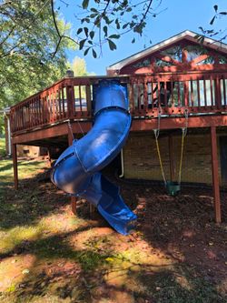 Blue Spiral Tube Slide for Deck