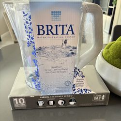 Brita Water Filtration System, specifically the 10-cup Grand Pitcher in the Carmel design from the Designer Series. 