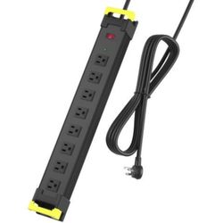Power Strip 8 Outlet Long Metal Electric Socket with Color-Coded Lights