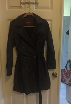 Navy blue long jacket with button detail