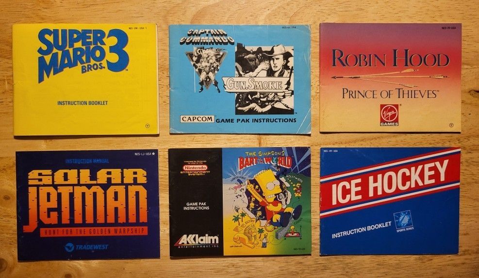 6 Nintendo Video Game Manuals-NES