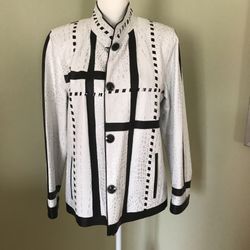 Women’s Designer Soft Genuine Leather Pockets Lined Jacket, M