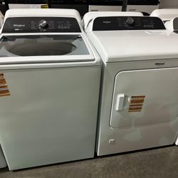 Whirlpool Top Load Washer And Gas Front Load Dryer Set In White 