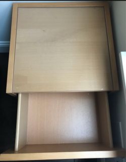 Light Wood Nightstand with Open Drawer set of two