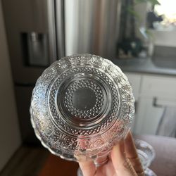 Clear Pressed Glass Dessert Bowls — Set of 8
