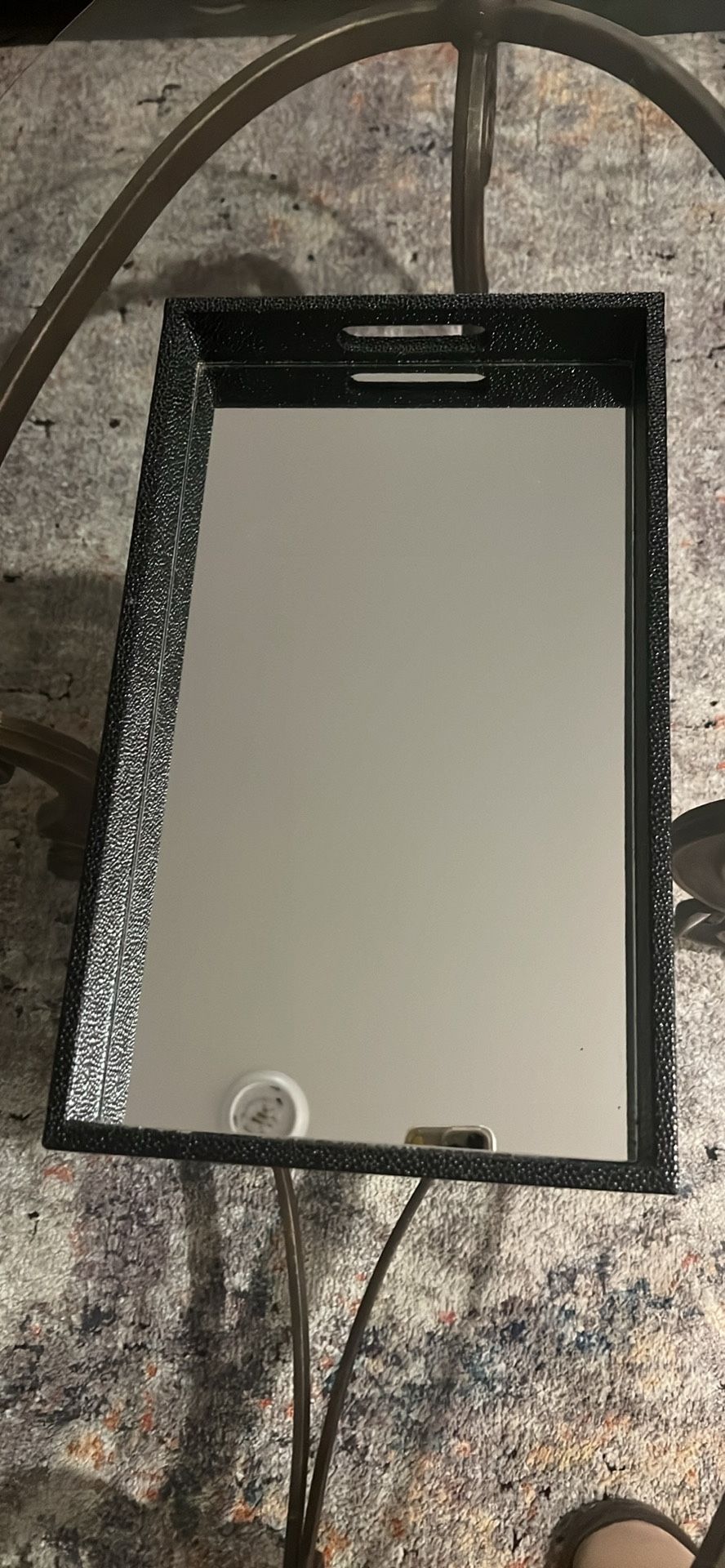 Glass Coffee Table + Mirror Tray