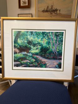 Signed Schaefer Miles Framed Serigraph – Garden Landscape Artwork