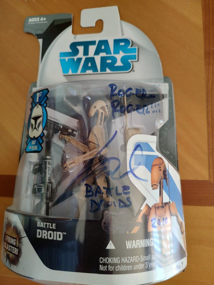 Battle Droid Signed By Matthew Wood, The Voice Of The Droids, Roger, Roger!