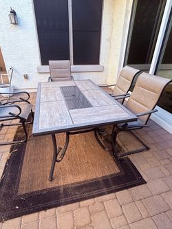 Table, chairs, treadmill, bedroom set, outdoor seating &tablr
